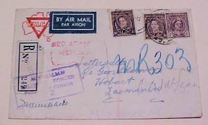 AUSTRALIA  REGISTERED YMCA 1943 ALICE SPRINGS CENSORED COVER