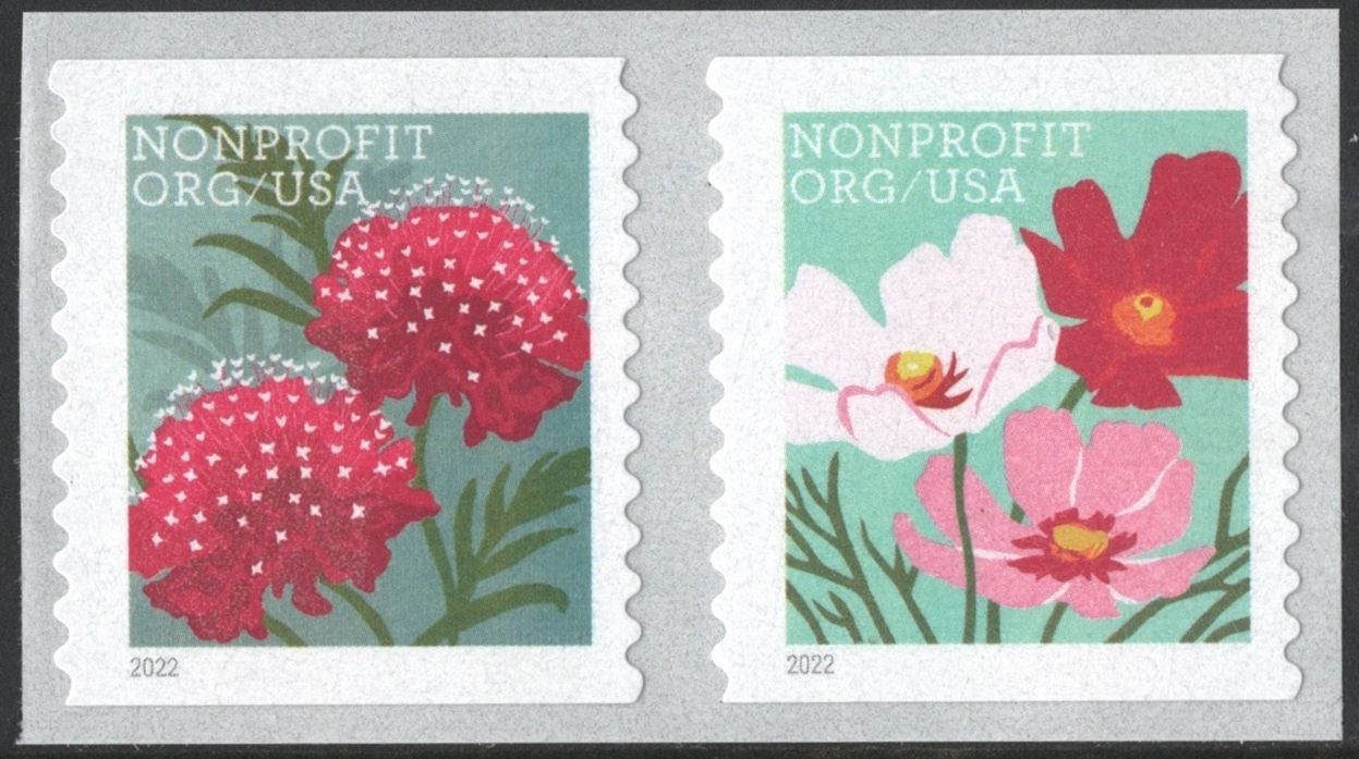 5664-65 - 2022 5c Butterfly Garden Flowers, Nonprofit - Mystic Stamp Company