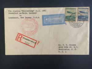 1936 Germany Hindenburg Zeppelin LZ 129 first Flight cover to USA Bahnpost FFC 