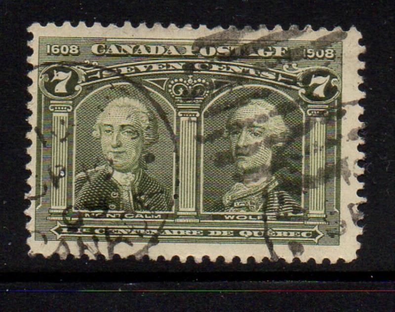 Canada Sc 100 1908 7c Wolfe & Montcalm stamp used