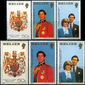 BELIZE 1981 - Scott# 548-53 Royal Wedding Set of 6 NH