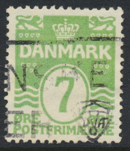 Denmark Scott 91 (AFA 167), 7ø green Wavy Lines type, VF U