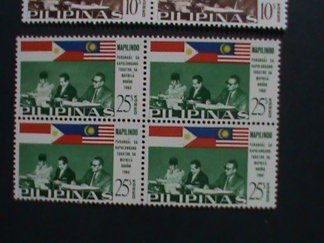 ​PHILIPPINES-1965-SC# 936-8 SIGNING  MANILA ACCORD-MAPILLINDO -MNH BLOCKS- VF