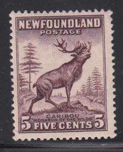 Newfoundland 1932-37 MH Scott #190 5c Caribou, Die I Re-entry left 5