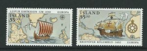 ICELAND SG785/6 1992 EUROPA (COLUMBUS) MNH 
