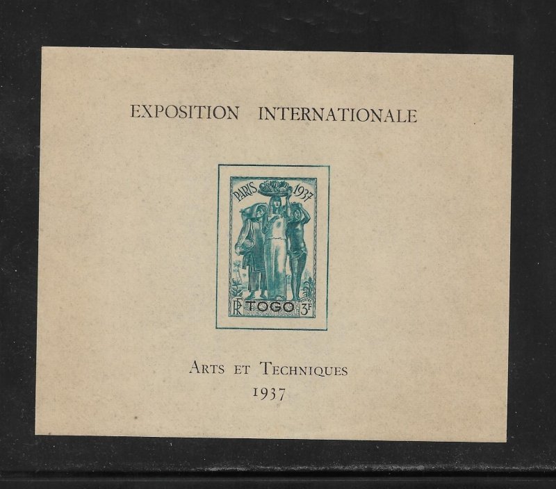 Togo Stamps: 1937 Colonial Arts Issue #264; Souvenir Sheet/1; OG