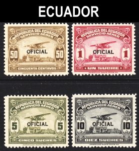 Ecuador Scott CO9-12 complete set F to VF mint OG H. Rare complete set.  FREE...