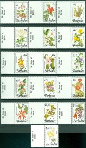 EDW1949SELL : BARBADOS 1989 Scott #753-68 Flowers. Complete set. VF MNH. Cat $53