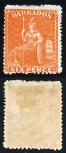 Barbados SG33 6d Orange Fresh M/M Cat 200 pounds