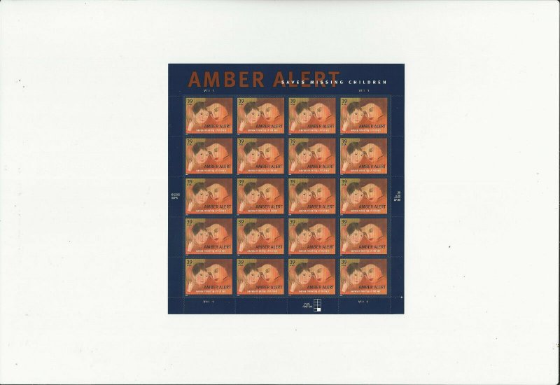 US Stamps/Postage/Sheets Sc #4031 Amber Alert MNH F-VF OG FV 7.80