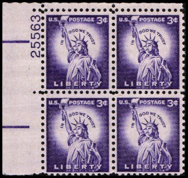 US #1035c LIBERTY MNH UL PLATE BLOCK #25563