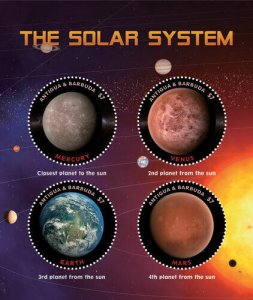 Antigua 2018 - The Solar System - Mercury, Venus, Earth, Mars - Sheet of 4 - MNH