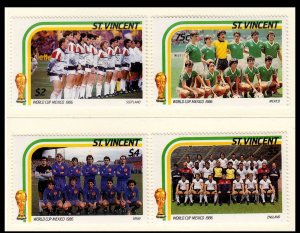 ST. VINCENT - 1986 WORLD CUP FOOTBALL MEXICO '86 / SOCCER - 4V MINT NH