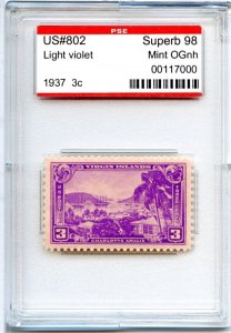 US SCOTT #802 MINT-SUPERB-OG-NH GRADED 98 PSE ENCAPSULATED SMQ $85 (8/14/24 GP)