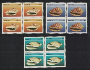 Brazil Molluscs 3v in Block of Four 1989 MNH SG#2382-2384