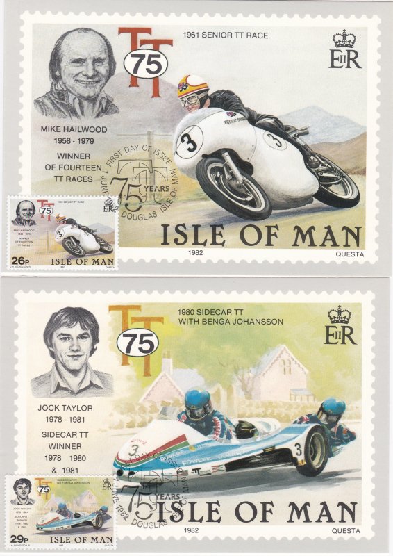 Isle of Man # 214-218, Motorcycle Races, Maxi Cards, First Day Cancels