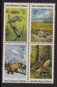 United States MNH at face value, Habitats block of 4