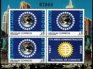 URUGUAY 2002 WE STAND UNITED  COMMEMORATION M/S MNH