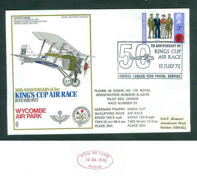 Great Britain. 1972 Flight Cover. 50 Th. Anniversary. King's Cup Air Race.Adr.