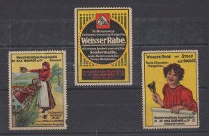 Lot of 3 German Advertising Stamps - Dr. Boemers White Raven Brand Margarine