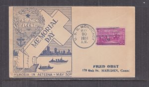 USS MONOCACY, 1938 Memorial Day cover, YANGTZE PATROL, CHINA.