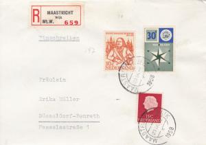 Netherland 1958 30c Europa on Registered Cover to West Germany Colorful Usage VF