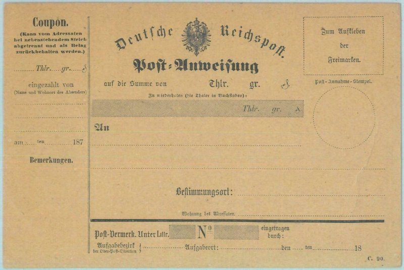 89297 - GERMANY  - Postal History - STATIONERY Formular CARD Money  Order