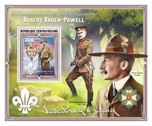 Central Africa - 2021 Robert Baden-Powell - Stamp Souvenir Sheet - CA210120b