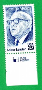 Scott #2848 George Meany Single Stamp - MNH w/Plate Position