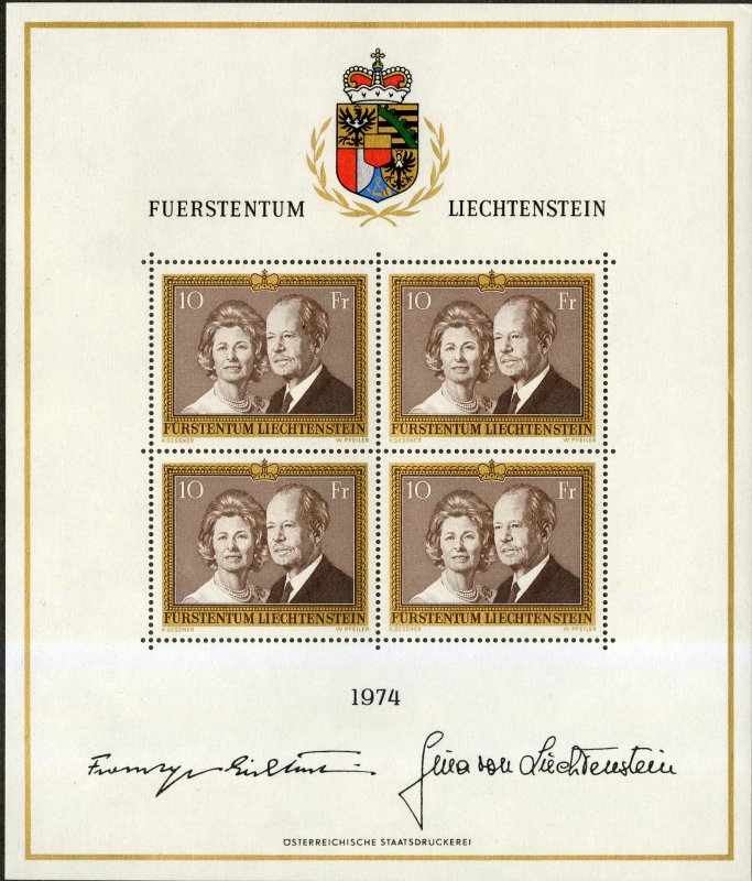 LIECHTENSTEIN 557a SHEET OF 4 MNH SCV $35.00 BIN $18.50 ROYALTY