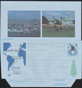 FALKLAND IS Pictorial aerogramme 1996 Christmas 30p + 10p .................B1393