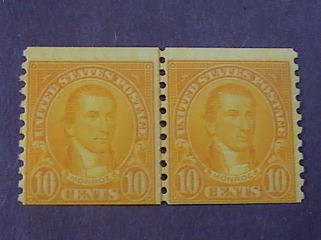 U.S.# 603-MINT/NEVER HINGED---JOINT LINE PAIR---ORANGE---MONROE---1924