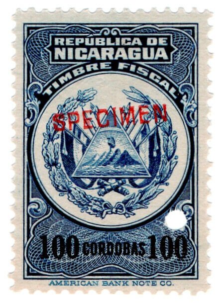 (I.B) Nicaragua Revenue : Duty Stamp 100CD (ABN Specimen)