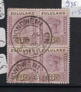 Zululand SG 23 Block of 4 Nondweni SON CDS VFU (1gys) 