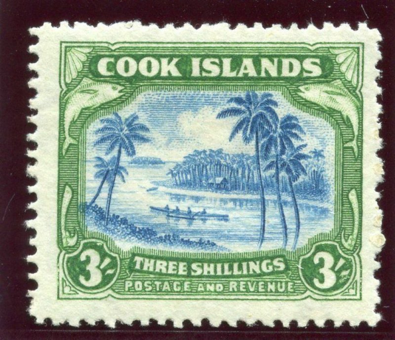 Cook Islands 1938 KGVI 3s light blue & emerald-green MLH. SG 129. Sc 114.