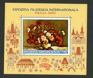 ROMANIA - MNH - BLOCK - Philatelic Exhibition , PRAGA Czechoslovakia- ART -1988.