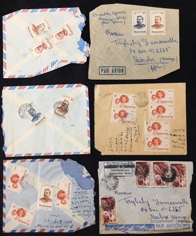 French Africa Madagascar 1950s Airmail Covers Pieces (18 Items) UK3666