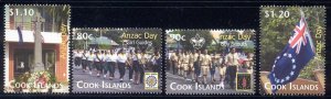 Cook Islands - 2010 MNH set of 4 ANZAC Day stamps #1323-7 cv 6.00 Lot #272