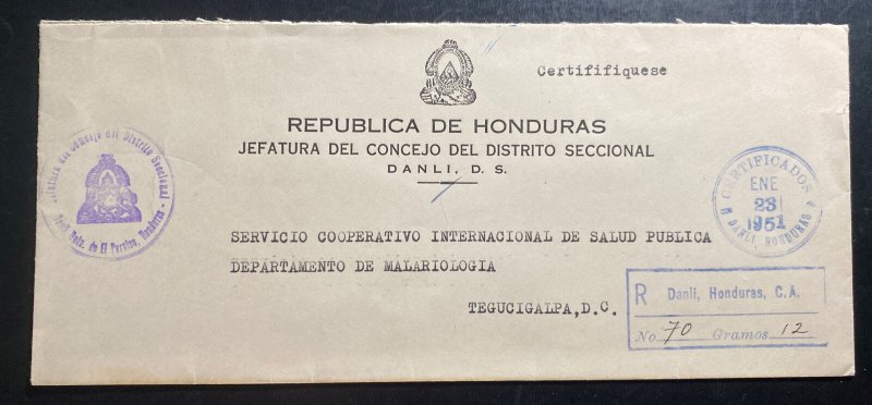 1951 Danli Honduras Official  Cover To Public Health Bureau Tegucigalpa