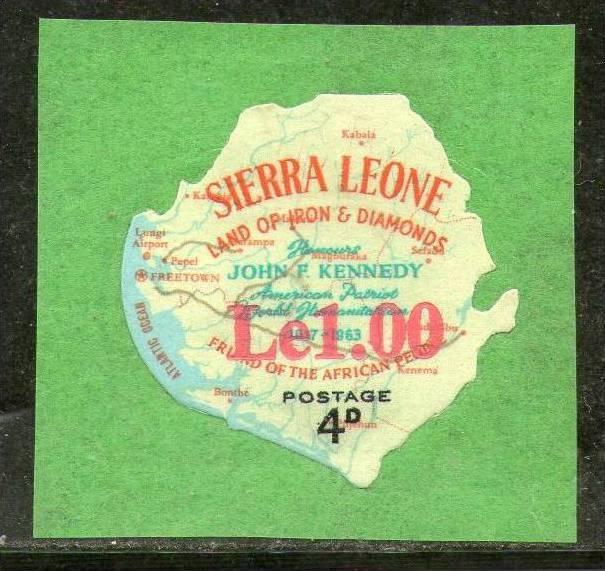 Sierra Leone 1964 Odd Shaped Map Overprinted Land of Iron & Diamonds Sc 298 M...