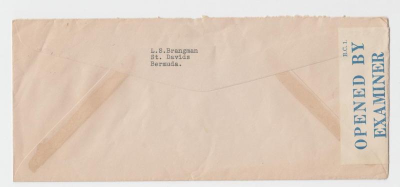 BERMUDA 1941 CENSOR(#208) COVER TO USA AIRMAIL, 7½d RATE (SEE BELOW)