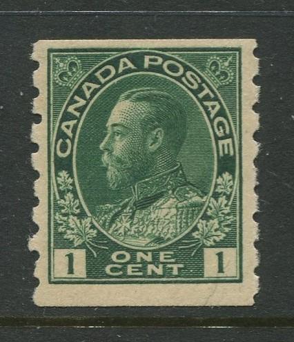 Canada - Scott 125 - Admiral Issue - 1912 - MH - Coil - Single 1c Stamp