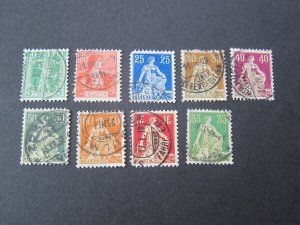 Switzerland 1907 Sc 126,29,33-35,38,39-40.44