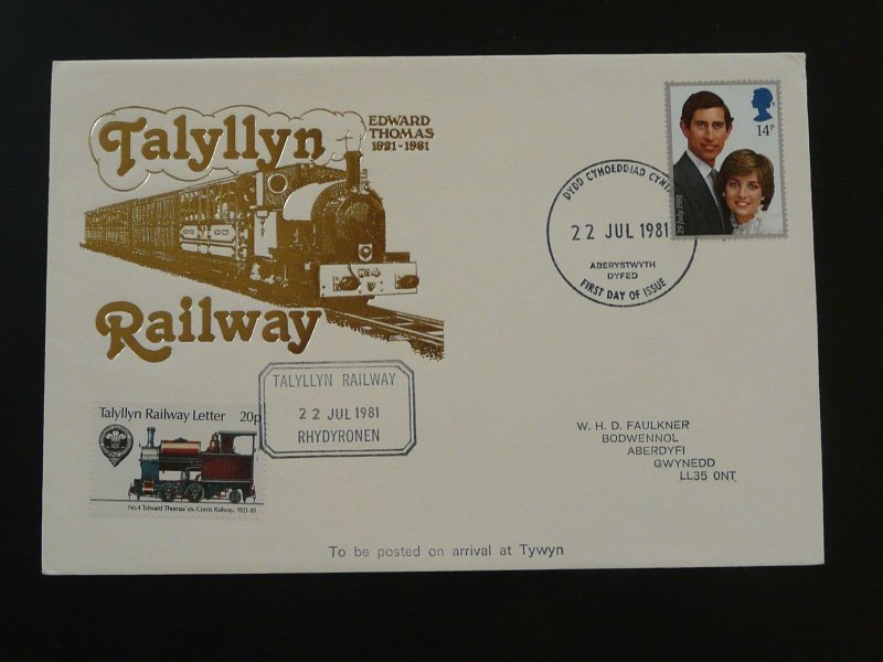 Talyllyn railway letter stamp on FDC Great Britain 1981