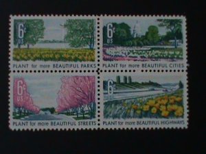 ​UNITED STATES-1969-SC#1368a  BEAUTIFICATION OF AMERICA BLOCK-MNH-VERY FINE