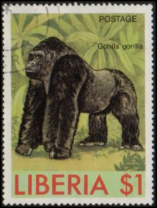 Liberia 768 - Cto - $1 Western Gorilla (1976) (cv $1.10)