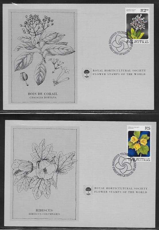 Mauritius 511-14 Flowers Unaddressed Cards FDC