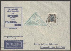 Germany 1931 Iceland Graf Zeppelin 2Kr Sieger 114C Cover 103066