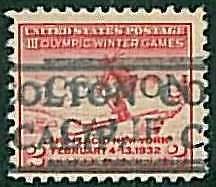 USA - OLYMPIC GAMES 1932 LAKE PLACID - pre-stamped 2 CENT - COLTON, CALIF #2