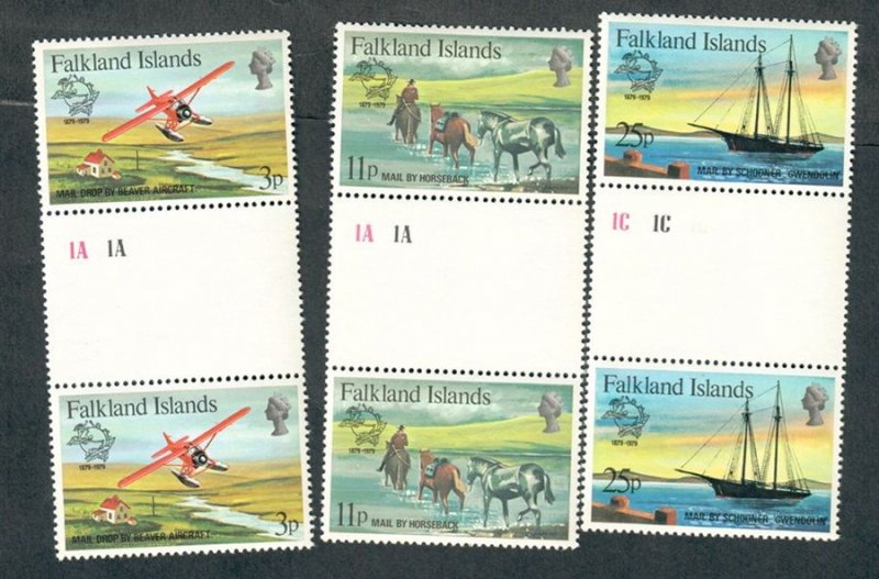 Falkland Islands #295 - 297 set of MNH gutter pairs